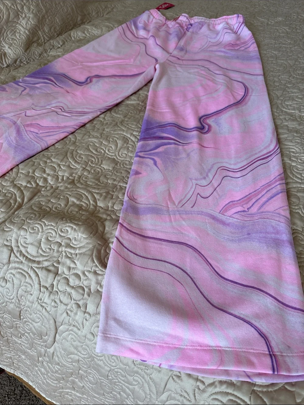 Justice Pink and Purple Tie-Dye Lounge Bottoms with White Heart